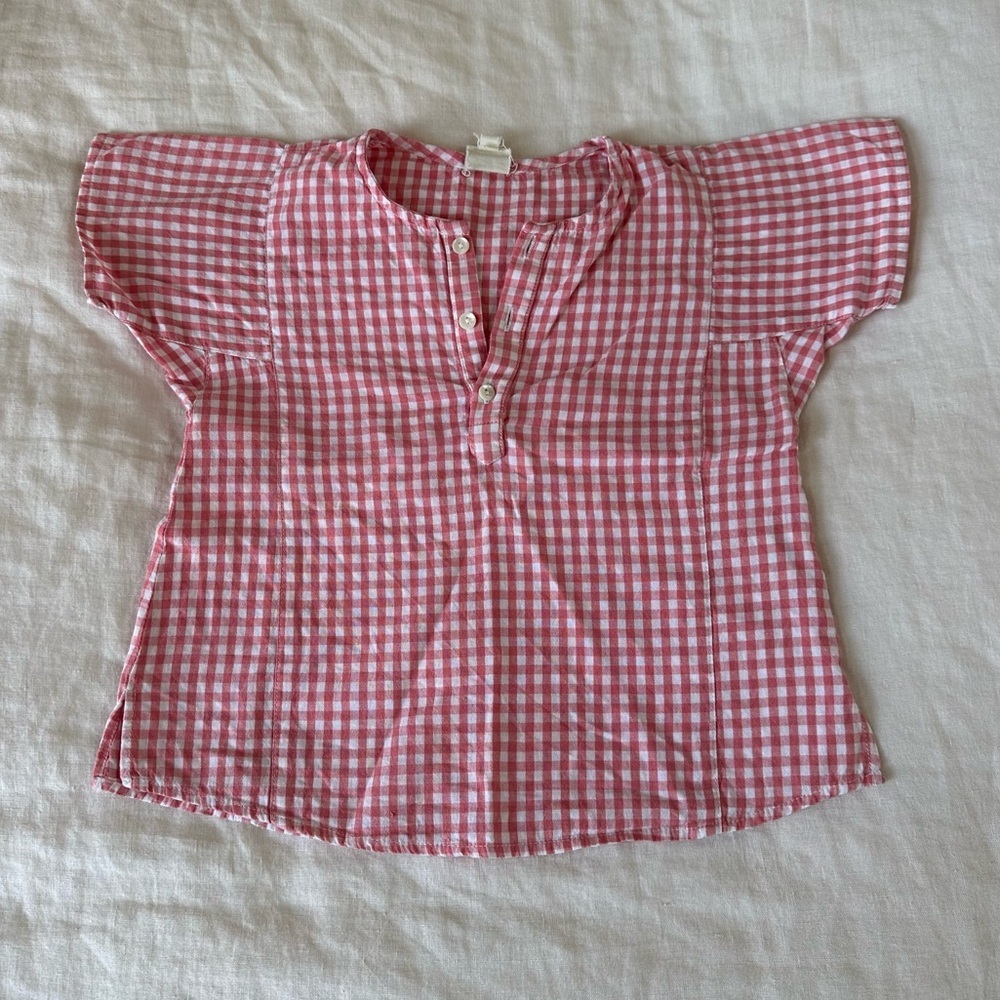 Bonton Girls Pink Gingham Shirt